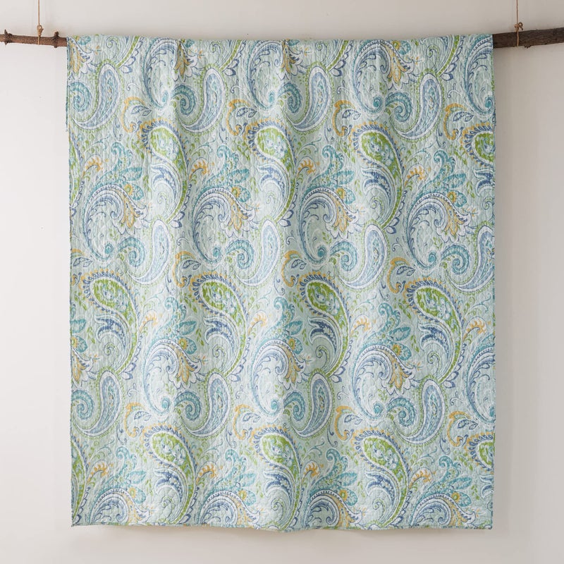 Levtex Home Cortona Paisley King Quilt Set, Green, 100% Cotton, Reversible - Image 4